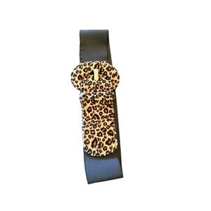 A.N.A. Black Adjustable Belt With Leopard Print Pouch One Size Fits All